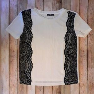 Sold! Zara Lace‎ Panel Top Black Cream S NWOT